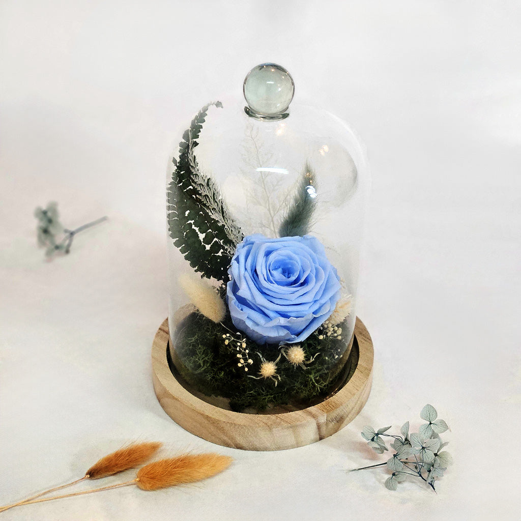 Cloche Fleuries Rose Bleue