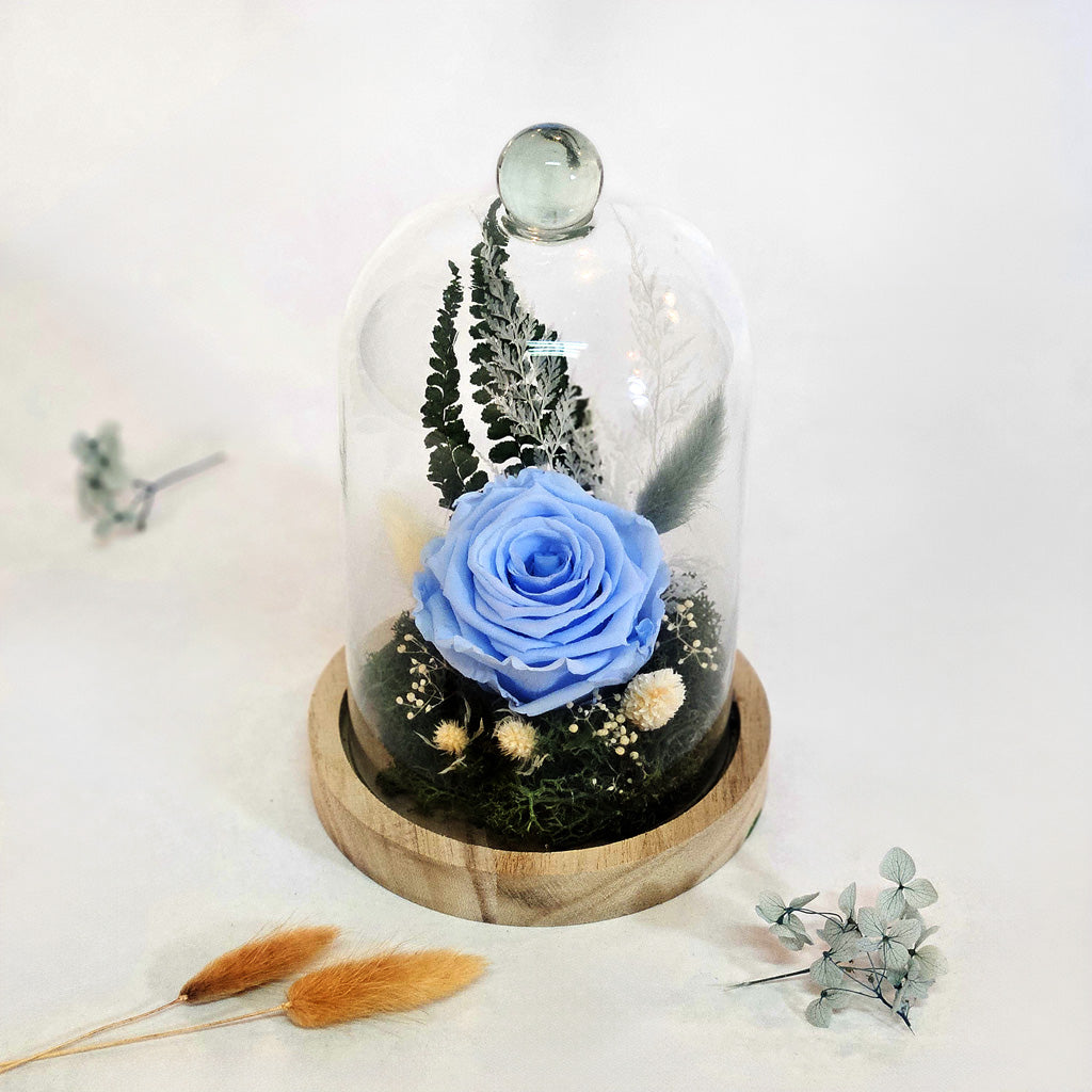 Cloche Fleuries Rose Bleue