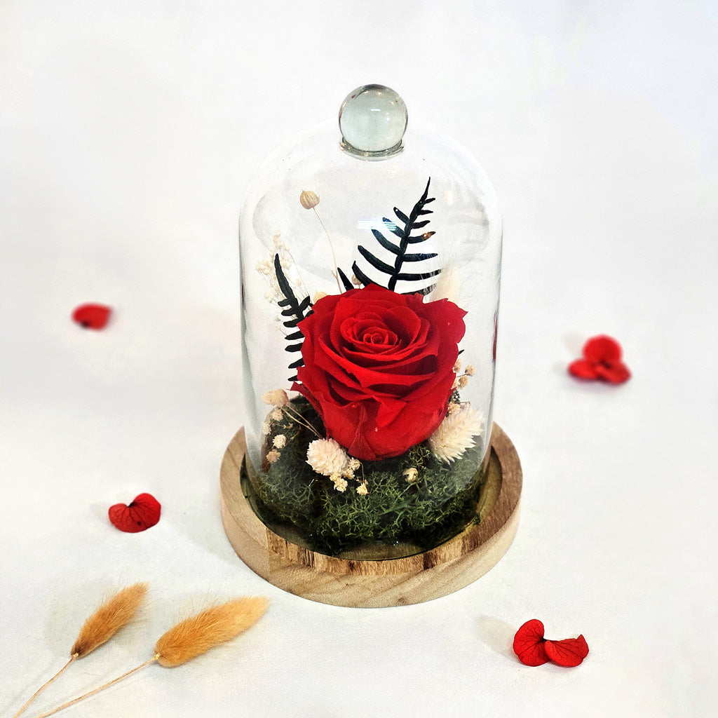 Cloche Fleuries Rose Rouge